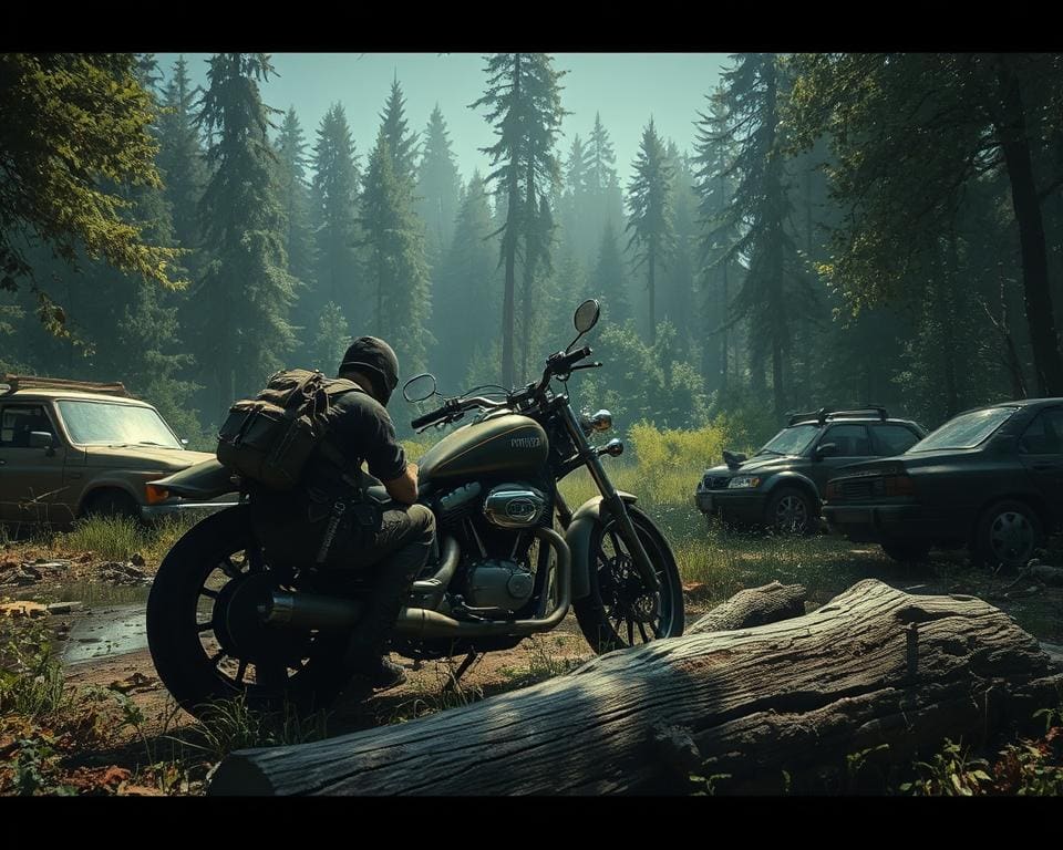 Gameplay in Days Gone met fietsmechanica en stealth