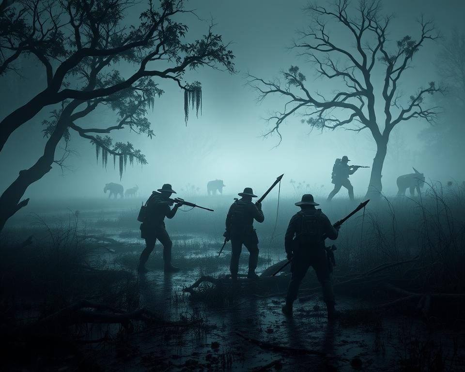 teamwork en solo-jagen in Hunt: Showdown